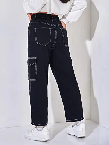 Image of dockstreet Womens Twill Denim Cargo for Women with White Stitching Accents 4 /715RAathreadcargoBlack White StitchLQR28ExthreadcargoBlack White StitchLQR28