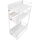 引き出し付き機サイドラック マグネットランドリーマグネットスパイス機横 サイド大容量 マグネットスパイスホワイト キッチン 収納 マグネット 用品、冷蔵庫洗濯機、隙間 (3層,ホワイト)