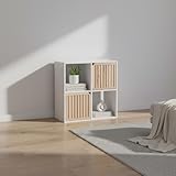 INDE MOBLEKIT | Estantería Cubo 4 Compartimentos 58.5x29x59 cm Blanca con 2 Puertas de Madera, Mueble Auxiliar Modular para Salón, Dormitorio o Recibidor, Acabado Mate