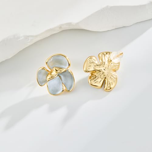 Cicy Bell Flower Earrings for Women 14k Gold Plated Boho Petal Statement Stud Earrings Trendy Jewelry Gifts3
