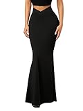 GORGLITTER Women's Casual High Waist Bodycon Maxi Skirt Elastic Waistband Long Mermaid Skirts Black Medium