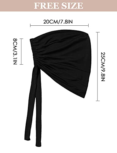 Underscarf Cap for Women Muslim Hijab Undercap Hat - Adjustable Islamic With Tie Back Turban Bonnet Caps Pack of 3, One Size