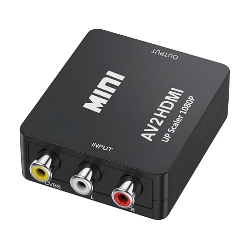 QGECEN Mini AV RCA CVBS vers HDMI Vidéo Audio Convertisseurs Adaptateur Support 720 1080P pour Caméra, Xbox 360, PS1, PS2, WII, N64, Gamecube, Snes, NES, PSP, Lecteur...