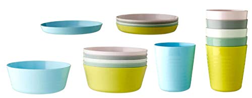IKEA KALAS - Juego de 6 vasos y platos para niños, multicolor pastel