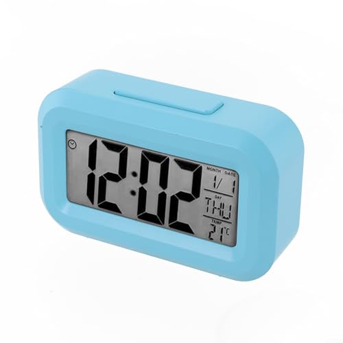 Reloj despertador digital LED compacto con características prácticas para uso doméstico u oficina, mantente en horario fácilmente (azul)
