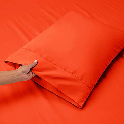 Image of Orange Bedsheet with 4 Pillow Covers 400TC 100% Egyptian Cotton Premium 5 Piece Bedsheets Super King Size