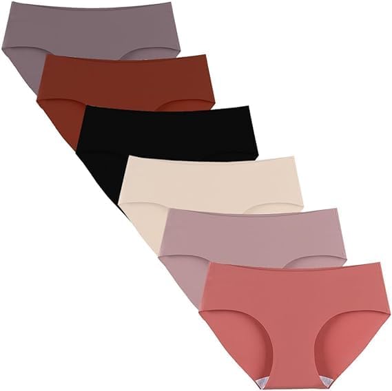 louryn koulyn Women's Seamless Briefs Comfort Ice Silk Underwear Multipack Mid Waist Laser Cut No Show Panties Pack 6-picture-46