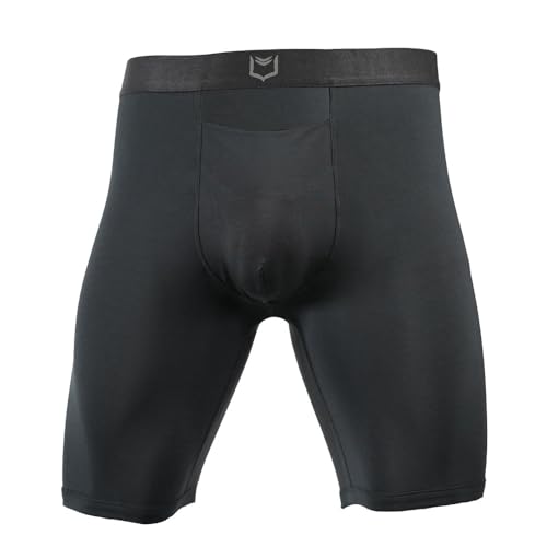 SHEATH V Men's 8" Sports Performance Boxer Briefs w/Horizontal Fly - Black | Single Pouch, Athletic Fit2