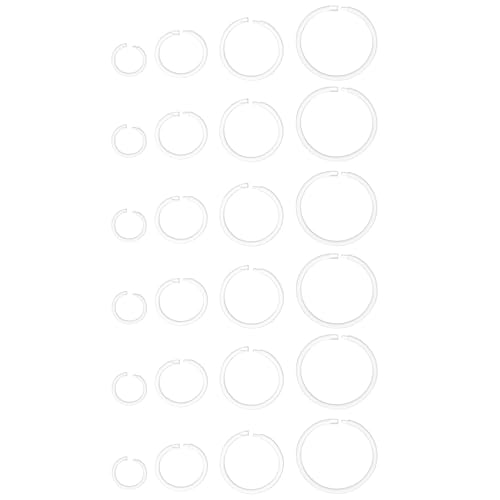 Tucnoeu Lot de 24 anneaux de nez transparents de calibre 18 – Anneaux de nez en plastique pour chirurgie (6/8/10/12 mm), Plastique, Pas de gemme