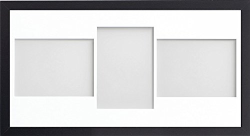 Allington Range 20x10-inch Black Picture Photo Frame with White 3-Aperture Mount for Image Size 7x5-inch (LPL)
