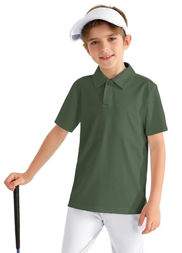 Image of MIVEI Kids' Performance School Uniform Polo Shirt Breathable UPF50+ | Youth Boys Girls Short Sleeve Golf Collared Shirts Grid Dry Fit Wrinkle Free Stretch Lightweight Cool Athletic Button Dress