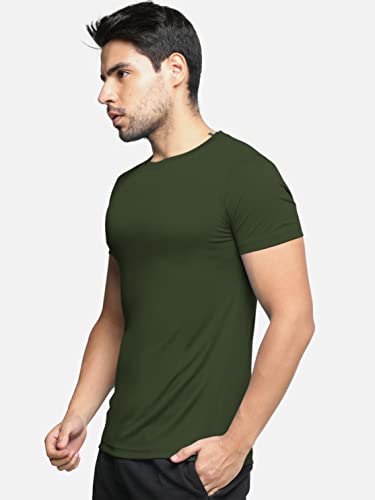 Image of BULLMER Solid Cotton Blended Half Sleeve Round Neck Tshirt for Men