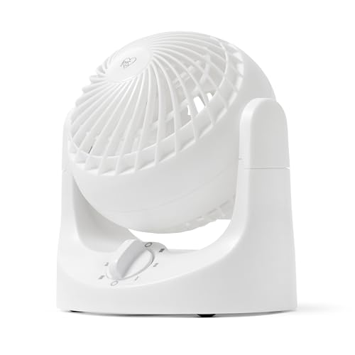 Iris Ohyama Woozoo Ventilateur de Table, 7.4m³/min, Inclinaison verticale 110°, Blanc, 3 Vitesses, Silencieux, Idéal pour Chambre, Cuisine, Refroidisseur d'air, Puissant, Made in France, PCF-HE10N
