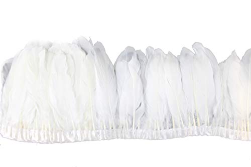 10 Color 2 Yard Goose Feather Trim, Fringe Trim 6-7 In Feather Stripe For Party Clothing Accessories Craft (White) #TOP4