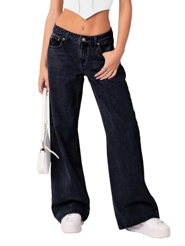 NIMIN Womens Mid Waist Jeans Loose Straight Wide Leg Denim Pants Casual 2025 Y2K Boyfriend Baggy Jeans with Pockets2