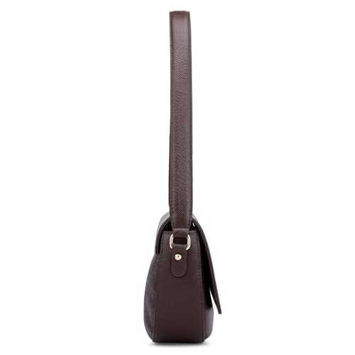 Image of Da Milano Leather Shoulder Bag for Women - Brown (OR-3027)