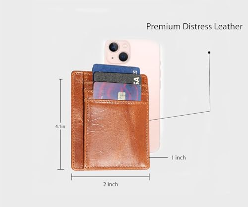 BLACK HOOF Premium Distress Leather Credit Card Holder For Men & Women - RFID Blocking - DISTRESS TAN2