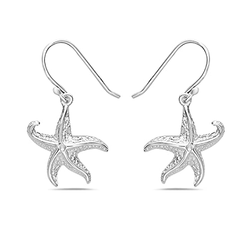 925 Sterling Silver Dangle Starfish Earrings – Small 15Mm Fish Dancing Earrings – Silver Nautical Jewelry #TOP13