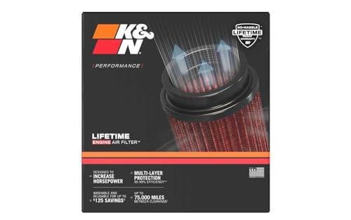 Image of K&N High-Flow Original Lifetime Universal Clamp-On Air Filter: High Performance, Premium, Washable: Flange Diameter: 6 In, Filter Height: 6 In, Flange Length: 1 In, Shape: Round, RU-3060