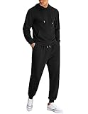 COOFANDY Men's Sweatsuits Suit 2 Piece Hooded Jogging Suits Tracksuit with Pockets Casual Athletic Black X-Large