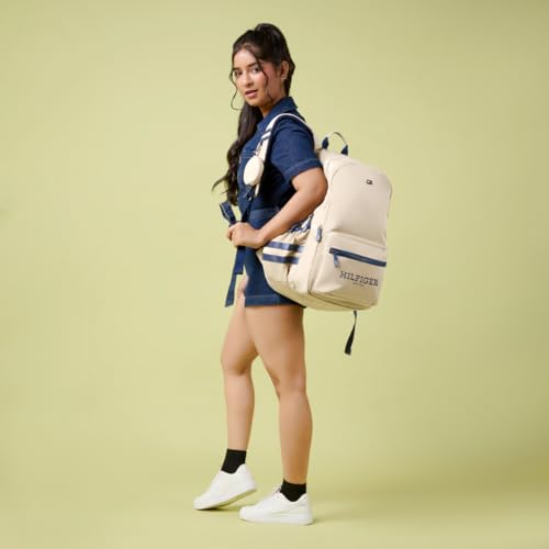 Image of Tommy Hilfiger High School & College Backpack Ridge | Large Capacity New York Print Student Bag with Vislon Zip | 3 Compartments | Extra Utility Pouch & Rain Cover | 38L Capacity