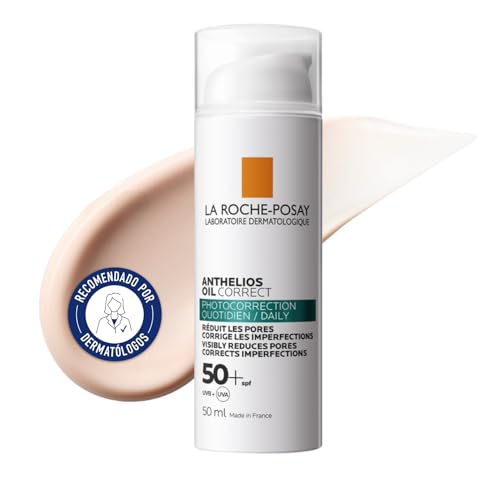 La Roche Posay Fotocorrector Diario, Fotoprotección SPF50+, Corrige Poros, Imperfecciones y Brillos, 12 Horas de Efecto Matificante, Fórmula con Cellox-B3 Tech, Anthelios Oil, 50 ml