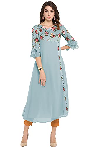 Image of Janasya Women's Poly Crepe Regular Kurta