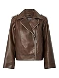 PIECES Coated Biker Jacket Pcjosie Chaqueta de Motorista revestida, Hot Fudge, L Mujeres
