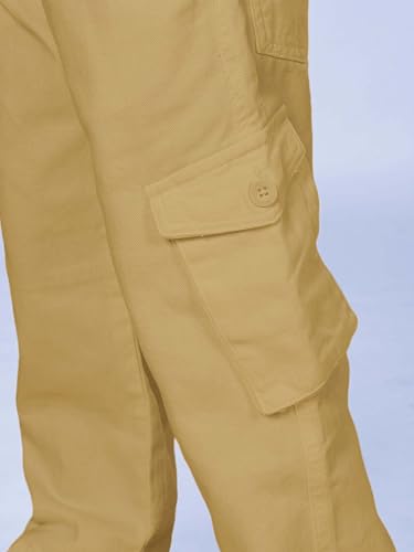 Image of KiddoPanti Boys Cargo Pants | 100% Cotton Twill | Comfortable Regular Fit | Elastic Waistband & Zip Fly | 6 Pocket Lower for Kids | Full-Length Casual Wear