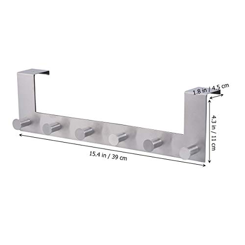 Winomo Over Door Hook Hanger Stainless Steel Coat Robe Hat Towel Hook Rack With 6 Hooks #TOP5