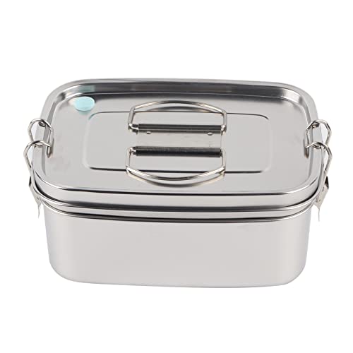 EALRIDV Caja de acero 1.5L, almuerzo impermeable de 2 capas, caja de comidas portátiles para la oficina y la casa, ideal para la organización de las comidas (Color original)