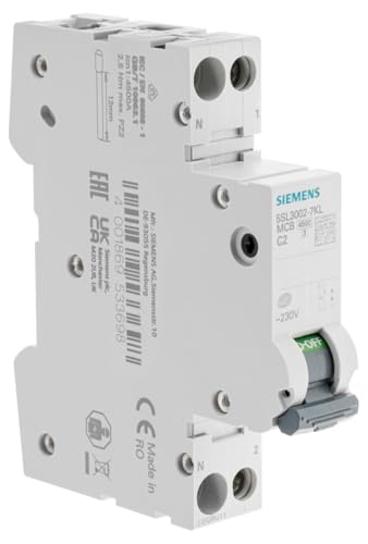 SIEMENS Leitungsschutzschalter, 2 A, Ph+N, Kurve C, 4,5 kA, 230 V