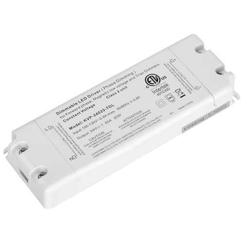 25W Dimmable LED Driver, 120V AC to 24V DC Transformer | Electric Power Supply Adapter, 25W LED Dimming Driver, Electric Power Supply Compatible with lutron, leviton Dimmers 1 Pack