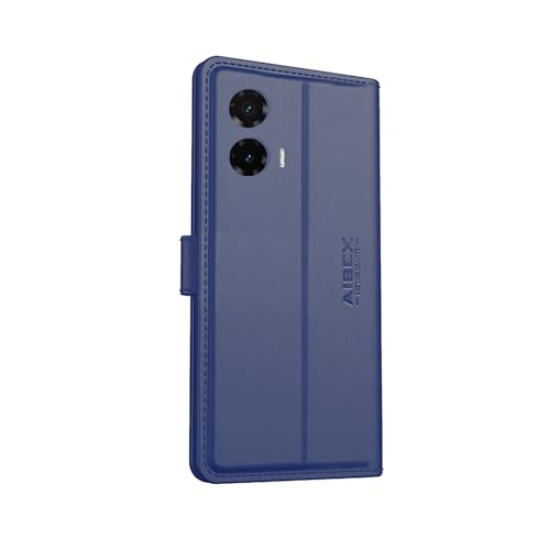 Image of AIBEX Compatible for Motorola G35 5G Flip Cover Leather Finish with Magnatic Closure | Inside TPU with Card Pockets | Wallet Stand | Complete Protection Flip Case -Blue