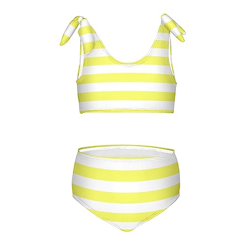 YYZZH Yellow and White Striped Girls Bikini Sets 2 Piece Swimsuits Bathing Suit Swimwear