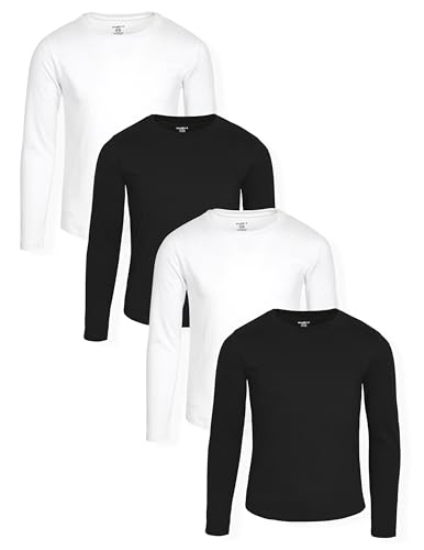 Studio 3 Boys' Four-Pack Assorted Color Long Sleeve T-Shirts, White/White/Black/Black, 5T