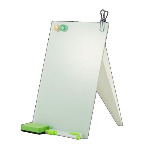 Fiegcit ホワイトボード オフィスホーム用デスクトップメモボード、小さなガラスホワイトボードドライアーゼボード、8 "x 10"デスクトップイーゼル磁気爪と消しゴム (20*30cm)