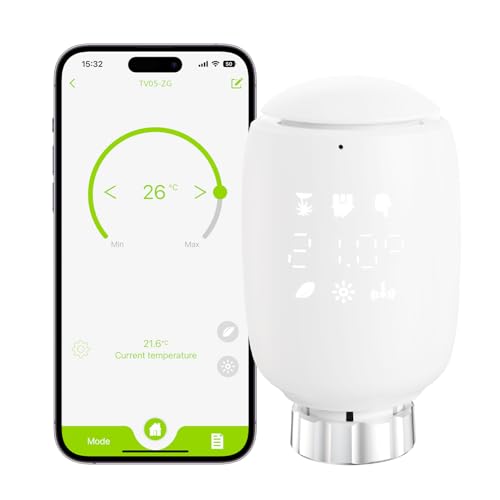 Smartes Heizkörperthermostat Zigbee 3.0 Hub(Nicht inbegriffen), Thermostat mit Fernsteuerung via Tuya/Smart Life App, Energieeffiziente Temperaturregelung, kompatibel mit Amazon Alexa/Home Assistant