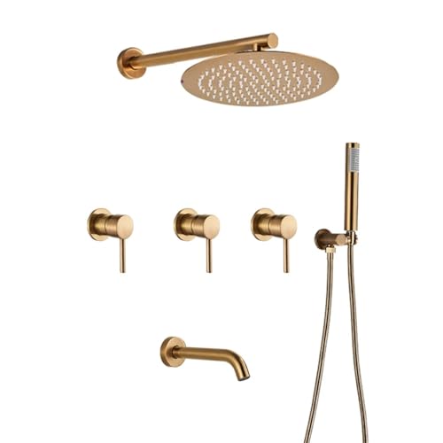 Mitigeur de douche or rose haut de gamme avec pommeau acier 10''