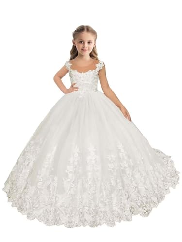 Flower Girl Dresses for Wedding Lace Princess Pageant Dresses Birthday Party Ball Gown Backless First Communion Dress