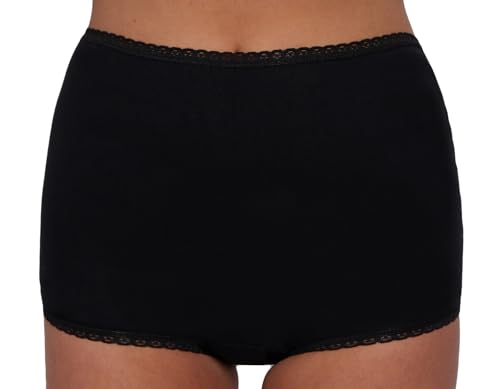 Ladies Incontinence Briefs with Pad Absorbent Washable Incontinence Pants Women's Black and White Underwear Comfort & Confidence High Waist Leak-Proof Sizes S-3XL (L, Black)