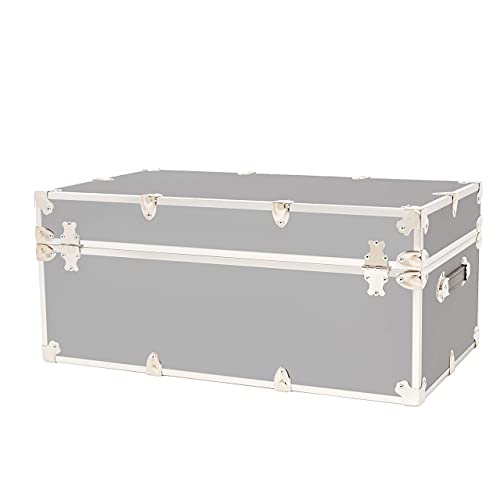 Rhino Trunk & Case Large Armor Trunk - Summer Camp, College, Storage 32\"x18\"x14\" (Silver)