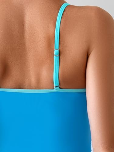 Image of Eomenie Women's One Piece Swimsuit Tummy Control Slimming Bathing Suit Color Block Spaghetti Strap 1 Piece Swim Suit Swimwear