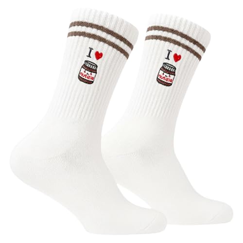 Qnvyw Nutella Socken, 100% Baumwolle Lustige Socken Herren & Damen - Passend für Schuhgröße 36-42, Personalisiert als Nutella Geschenke, Alles Wird Gut Geschenk für Geburtstag & Weihnachten