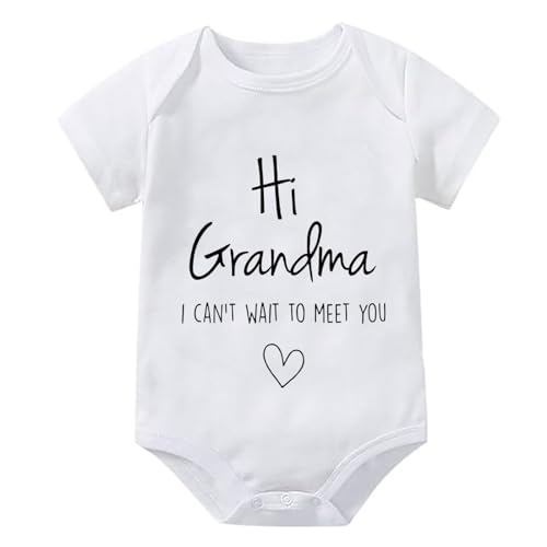 WOOYONGING Hi Grandma I Cant Wait To Meet You Pregnancy Announcement Infant Baby Bodysuit Baby Boy Girl Clothes Newborn Romper