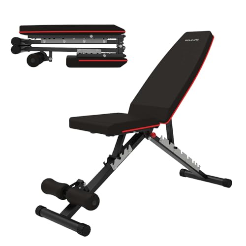 WELCARE Multi Adjustable Weight Bench for Home Gym - Foldable Workout Bench Press with Heavy Duty Steel, Folding Sit up Flat Incline Decline Strength Training Bench for Full Body Exercise