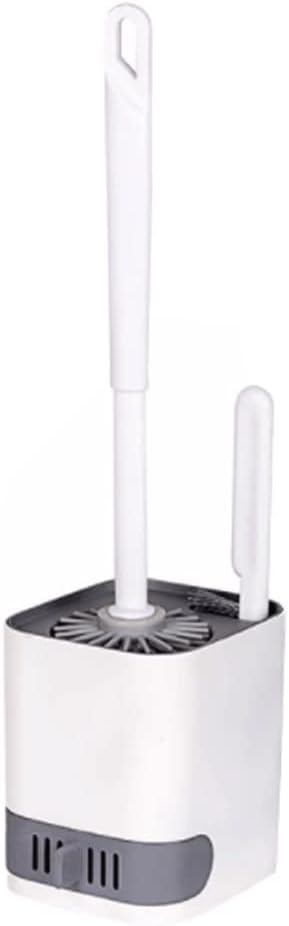 SKY-TOUCH Toilet Brush and Holder Wall-Mounted and Floor-Standing Dual Purpose Bowl Cleaning Brush with Extra Long Handle Ventilated Nylon Bristles Easy Keep Clean
