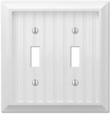 Westek 269TTW Cottage Wall Plate, White Faux Wood, 2 Toggle - Quantity 3