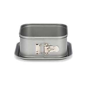 Patisse Extra Deep Square Springform Pan 7-1/8″ x 7-1/8″ or 18 cm x 18 cm and 3-3/8″ or 8.5 cm Deep With Leak-Proof Bottom Gray Metallic Color Silver Top Series