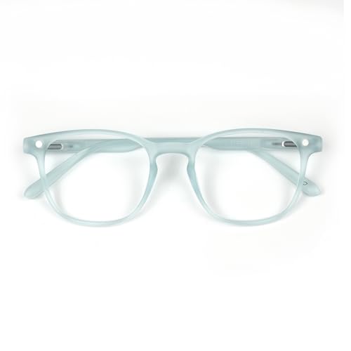 Image of Matte Sky Blue Magnetic Clip-On Eyeglasses - TR90 Frame with Polarized & Gradient Sun Shades